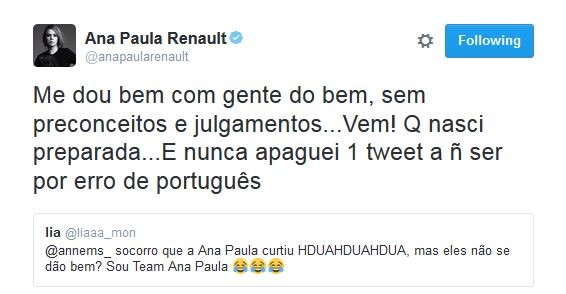 Ana Paula Renault alfineta Thiago Leifert (Foto: Twitter / Reprodução)