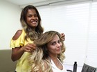 Viviane Araújo coloca megahair e clareia os cabelos