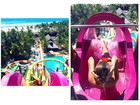 Isabella Santoni se diverte em parque aquático nas férias