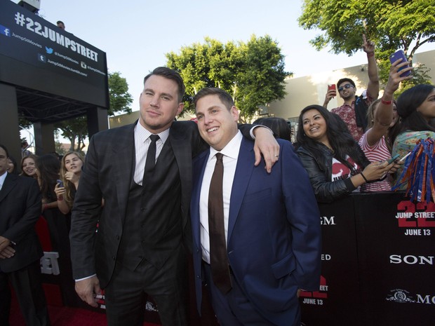 Channing Tatum com Jonah Hill em première de filme em Los Angeles, nos Estados Unidos (Foto: Mario Anzuoni/ Reuters)
