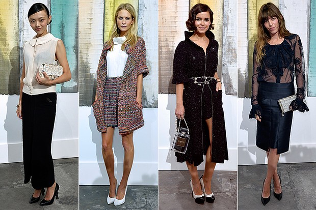Moda - Famosas na Semana de Moda de Paris 2014 - Rila Fukushima, Poppy Delevingne, Miro Slava e Duma Loudoillon (Foto: AFP / Agência)