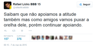 Rafael Licks BBB15 (Foto: Divulgação / Twitter)