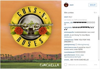 Slash posta sobre show do Guns &#39;n&#39; Roses no festival Coachella (Foto: Instagram / Reprodução)