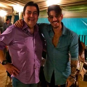 Fausto Silva e Lucas Lucco em festa em São Paulo (Foto: Instagram/ Reprodução)
