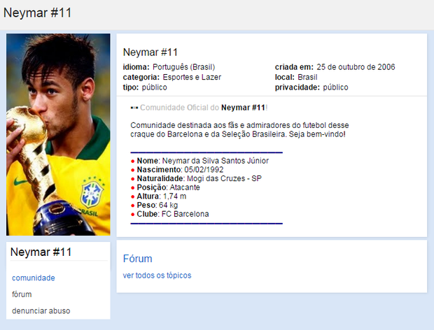 Orkut - Neymar (Foto: Reprodução / Orkut)