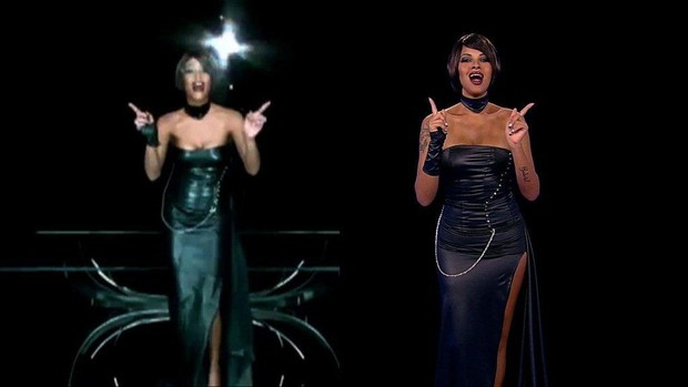 Ariadna Arantes se transforma em 'Whitney Houston' (Foto: Rede TV!/Reprodução)