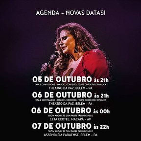 Fafá de Belém anuncia novas datas de shows (Foto: Reprodução / Instagram)