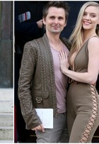 Top Elle Evans usa look sem calcinha para ver desfile com Matthew Bellamy