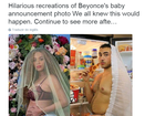 Pose de Beyoncé grávida segue ganhando memes e comparações 