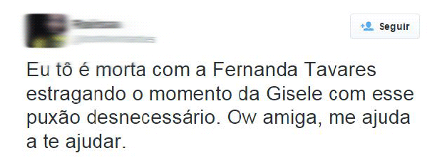 Leitores comentam puxão de Fernanda Tavares em Gisele (Foto: Twitter / Reprodução)
