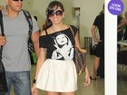 Look do dia: Anitta desembarca em Vitória com minissaia e salto alto