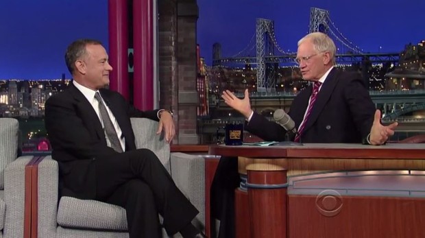 Tom Hanks no programa Late Show with David Letterman (Foto: Video/Reprodução)