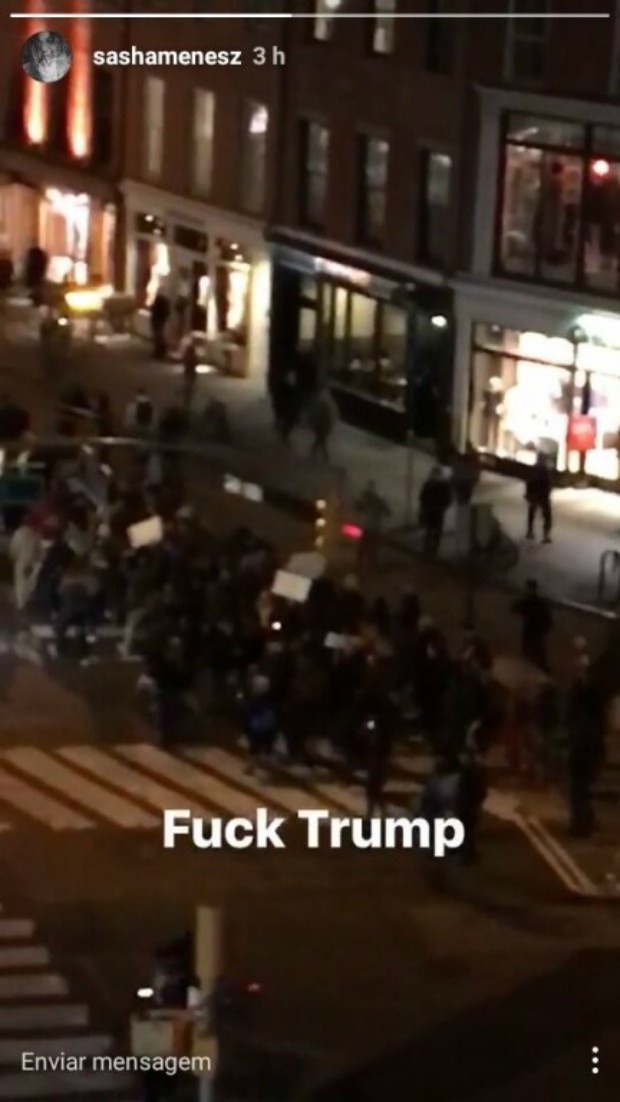 Sasha Meneghel registra protestos contra Donald Trump, em Nova York (Foto: Reprodução / Instagram)