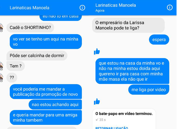 Conversa sobre promoção falsa de Larissa Manoela no facebook (Foto: Reprodução / Facebook)