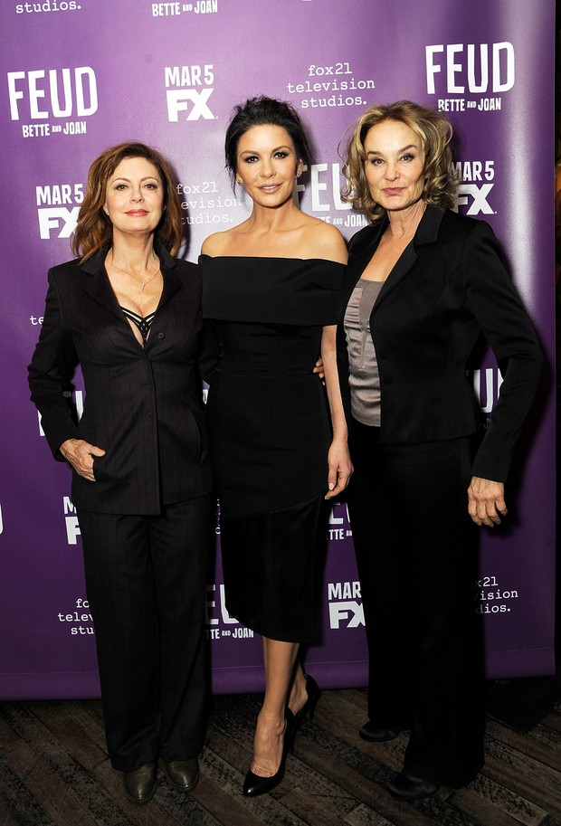 Susan Sarandon, Catherine Zeta-Jones e Jessica Lange em evento em Nova York, nos Estados Unidos (Foto: Rabbani and Solimene/ Getty Images/ AFP)