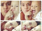 Filho de Neymar faz caras e bocas com a mãe em foto