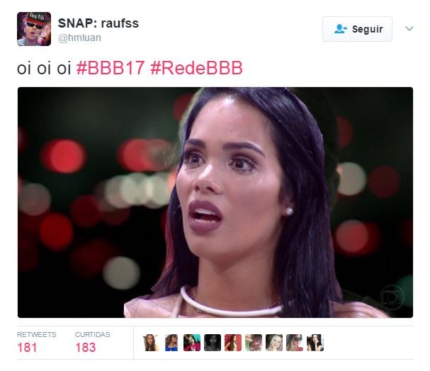 Reação de Mayara do BBB 17 vira meme (Foto: Reprodução/Instagram)