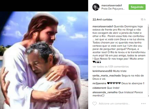 Marcelo Serrado homenageia Domingos Montagner em post na web (Foto: Reprodução/Instagram)
