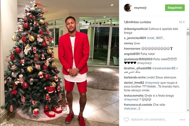 Internautas criticam look de Neymar no Natal (Foto: Reprodução/Instagram)