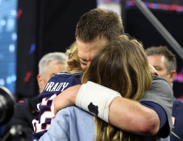 Gisele Bündchen e Tom Brady na final do Super Bowl (Foto: Bob Donnan-USA TODAY Sports / Reuters)