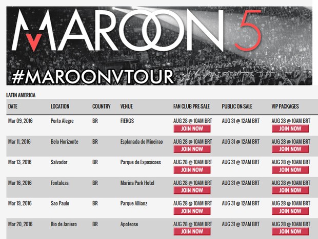 Maroon 5 (Foto: Reprodução/Site Oficial)