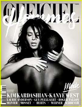 Kim Kardashian e Kanye West em capa de revista (Foto: Reprodução / Officiel Hommes)