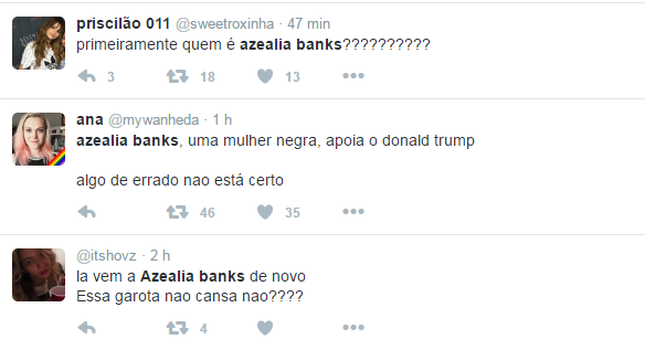 Azealia Banks recebe onda de críticas após defender Trump (Foto: Reprodução / Twitter)