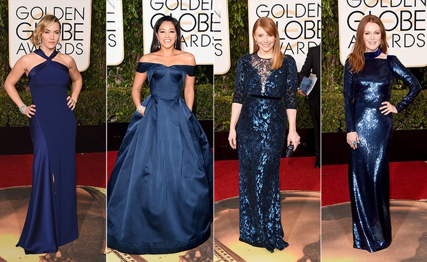 Top 10 Globo de Ouro 2016 - Azul - Kate Winslet, Gina Rodriguez, Bryce Dallas e Julianne Moore (Foto: AFP)