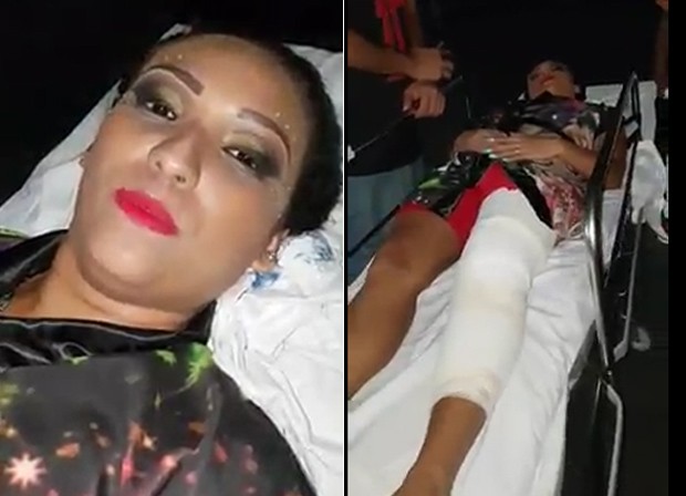 Jessica Ferrreira, porta-bandeira da Padre Miguel, deixa hospital após machucar joelho (Foto: Reprodução/Facebook)