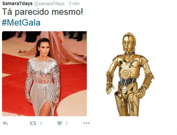 Kim Kardashian comparada com o C-3PO (Foto: Reprodução/Twitter)