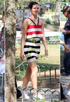 Camila Queiroz usa vestido de loja popular que custa R$ 329