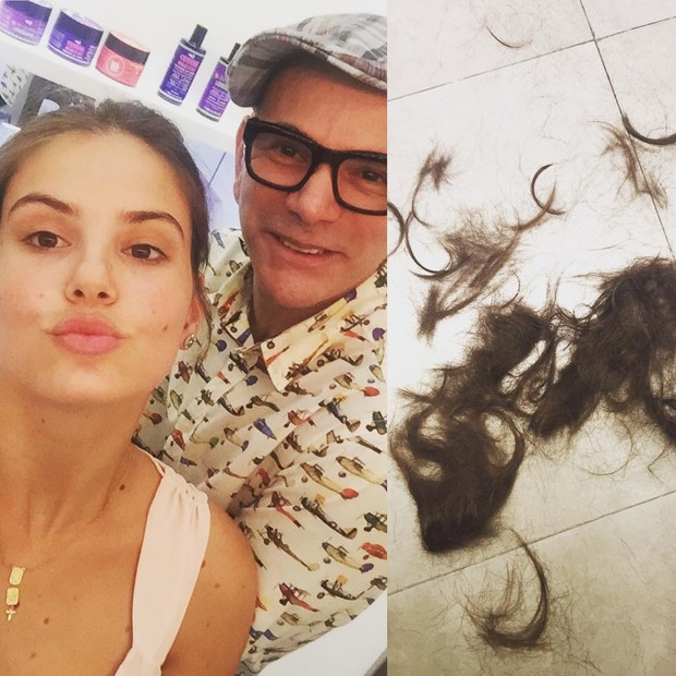 Camila Queiroz corta o cabelo (Foto: Reprodução/Instagram)