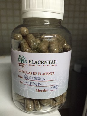 Placenta de Quitéria Chagas foram ingeridas sob a forma de cápsulas (Foto: Arquivo pessoal)