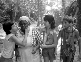 Daniel Lobo, Jacira Sampaio, Gabriela Senra e jovem ator na primeira versão do Sítio do Picapau Amarelo (Foto: Memória Globo)
