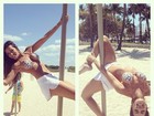 Carla Prata faz pole dance em praia de Miami