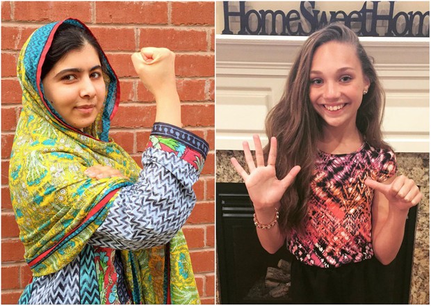A ativista paquistanesa de 18 anos Malala Yousafzai e a balarina de 14 anos Maddie Ziegler (Foto: Reprodução/Instagram)