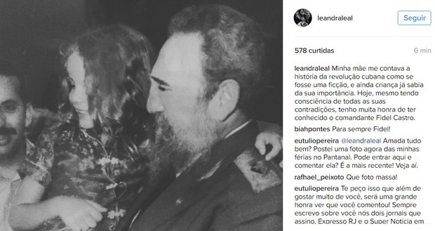 Leandra leal sobre morte de Fidel Castro (Foto: Instagram / Reprodução)