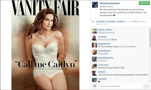 Khloe Kardashian comenta a capa de Caitlyn Jenner (Foto: Instagram / Reprodução)