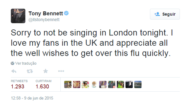 Tony Bennett (Foto: Reprodução/ Twitter)