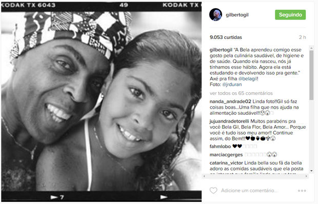 Gilberto Gil em post na web (Foto: Reprodução/Instagram)