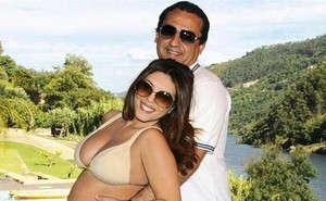 Márcia, ainda grávida, e o marido, Nuno (Foto: Reprodução/Twitter)