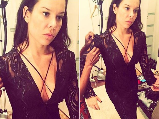 Fernanda Souza posa decotada em bastidores de gravação (Foto: Instagram/ Reprodução)