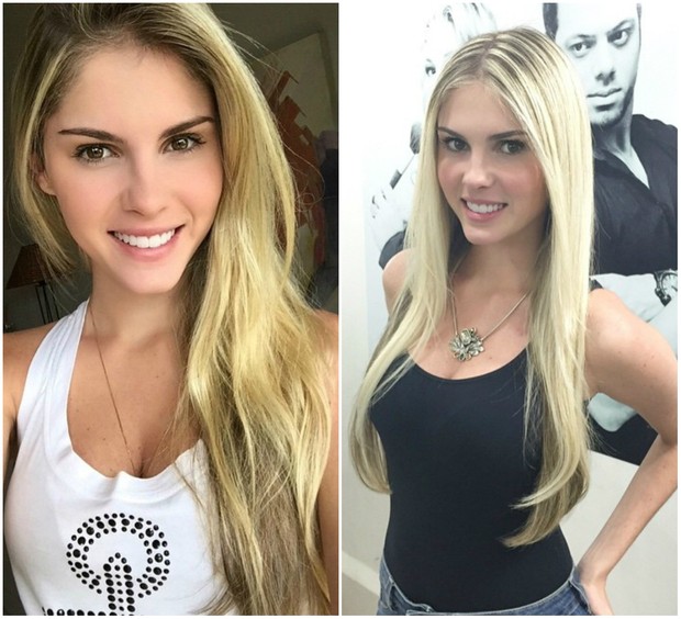 Antes e depois de Bárbara Evans: loira platinada (Foto: Reprodução/Instagram)