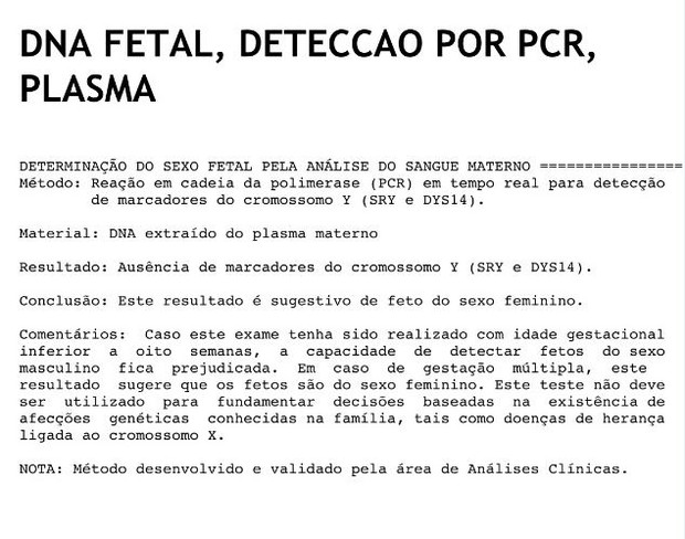 Exame de DNA fetal de Bella Falconi (Foto: Instagram / Reprodução)