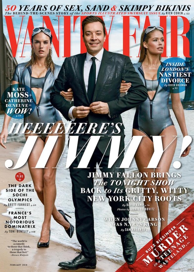 Alessandra Ambrosio com  Jimmy Fallon e Doutzen Kroes na capa da Vanity Fair (Foto: Divulgação)