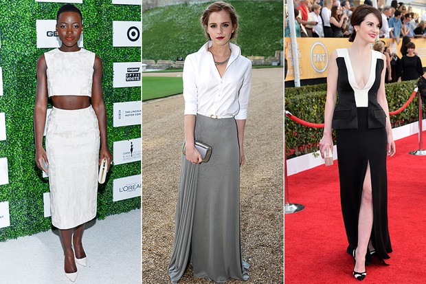 Vanity Fair lista as mais bem-vestidas: Lupita Nyong&#39;o, Emma Watson e Michelle Dockery (Foto: AFP)