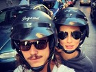 Rômulo Neto e Cleo Pires passeiam de moto em Buenos Aires