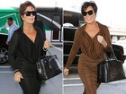 Mesmo vestido, cor diferente: Kris Jenner repete modelito em aeroporto