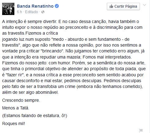 Banda Renatinho (Foto: Reprodução/Facebook)