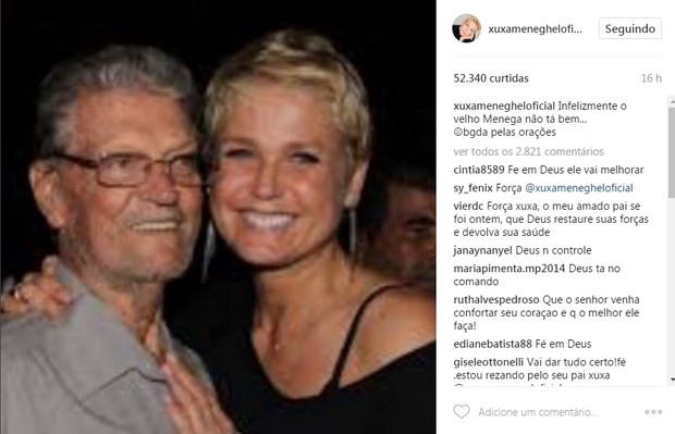 Xuxa avisa que o pai não está bem  (Foto: Reprodução/Instagram)